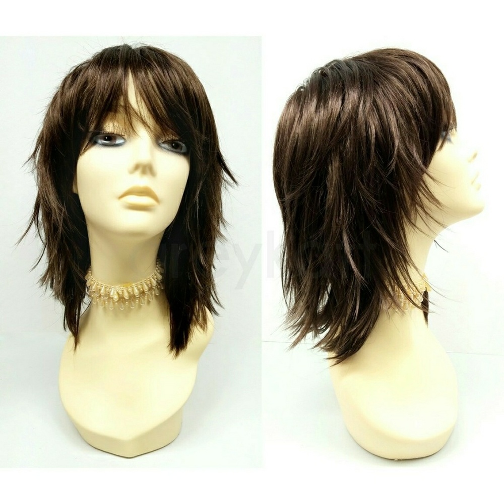 Brown layered shag wig 12"